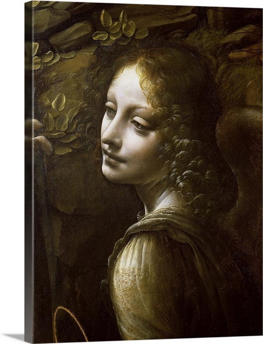 'Detail of the Angel, from The Virgin of the Rocks' Canvas Print Wall Art: Detail of the Angel, from The Virgin of the Rocks Canvas Print Wall Art This Detail of the Angel, from The Virgin of the Rocks canvas print by Leonardo da Vinci presents a close-up of an angelic