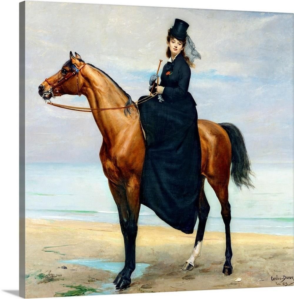 Equestrian Portrait of Mademoiselle Croizette Canvas Reproduction - 20" ? 20": Equestrian Portrait of Mademoiselle Croizette Canvas Reproduction - 20" ? 20" This canvas reproduction features the 1873 painting Equestrian Portrait of Mademoiselle Croizette by Charles