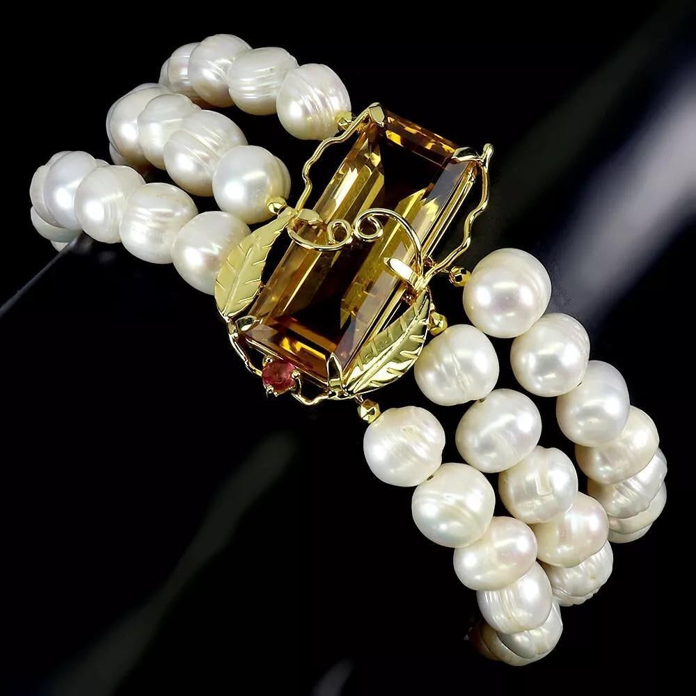 925 Sterling Silver Bracelet with Citrine, Tourmaline, and Pearl Gemstones (1 of 3)