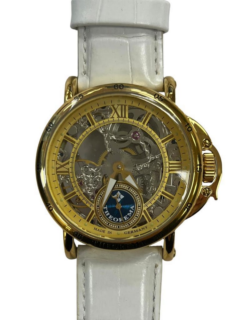 Casablanca Theorema White Handmade Automatic German Watch: Casablanca Theorema White Handmade Automatic German Watch This stunning time piece is in its original Theorema box with booklet and warranty card. Its stainless steal gold plated 5 microns with a sapp