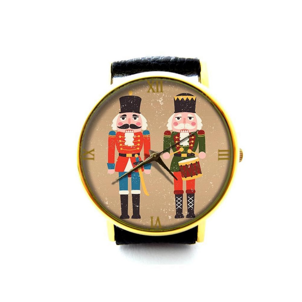 Unique Watch With The Nutcracker on Dial and Genuine Leather Band (1 of 2)