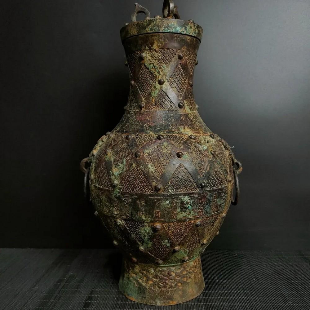 Antique Chinese Bronze Nipple Round Bottle Statue Ornament: Antique Chinese Bronze Nipple Round Bottle Statue Ornament This rare handcrafted bronze statue features a distinctive nipple round bottle design, symbolizing fertility and abundance in Chinese