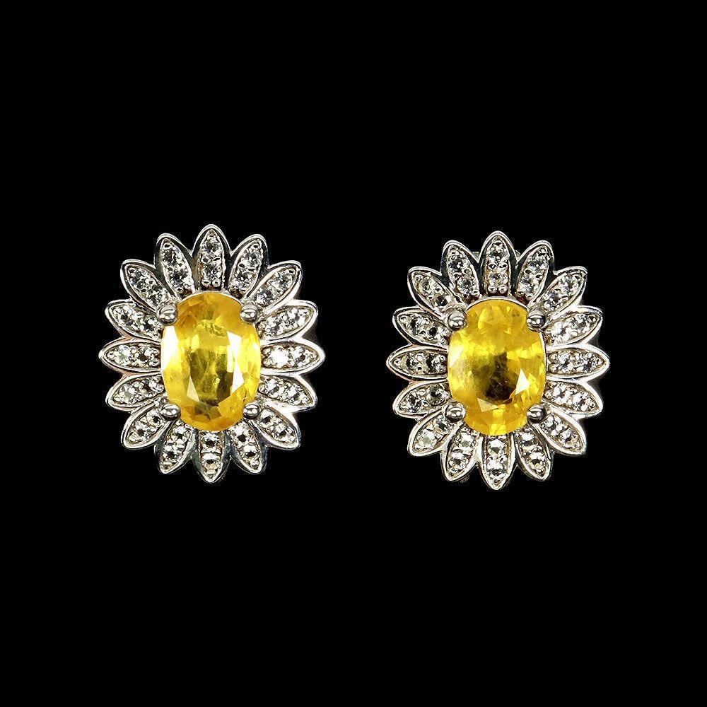 Oval Cut Yellow Sapphire (7x5mm) Center Stone Pendant With White Topaz Crown Earrings: Oval Cut Yellow Sapphire (7x5mm) Center Stone Pendant With White Topaz Crown Earrings Metal: 925 sterling silver Base Metal: Fine Silver Style: Stud Metal Purity: 925/1000 Plate: 14k White Gold Main S