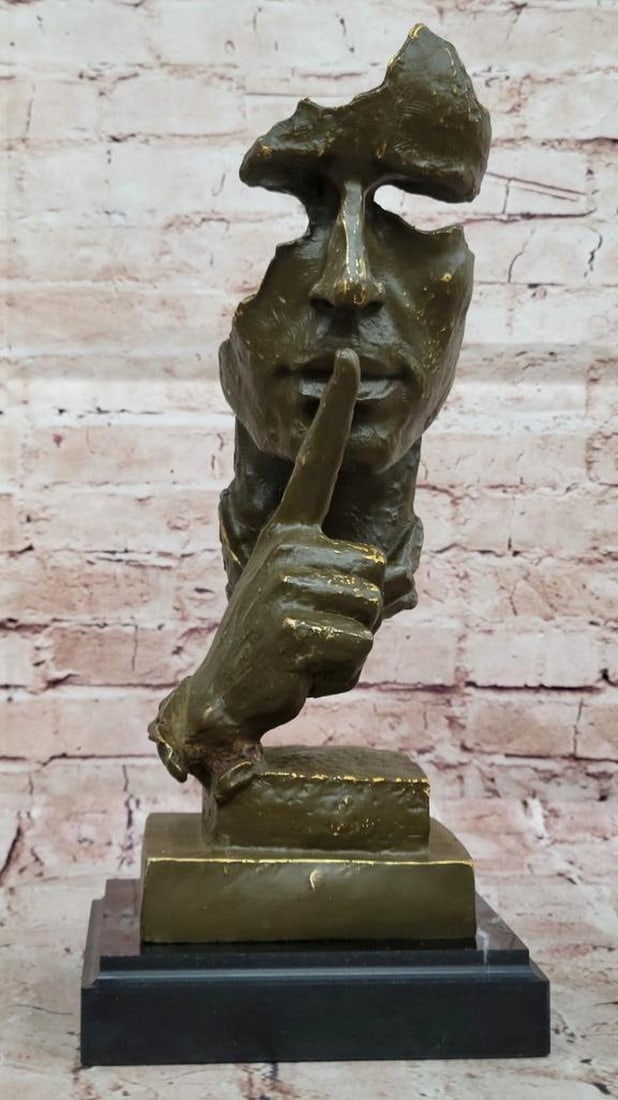 The Silence – Surreal Bronze Sculpture Inspired by Dalí - 14" x 6": The Silence – Surreal Bronze Sculpture Inspired by Dalí - 14" x 6" The Silence is a mesmerizing bronze sculpture inspired by the enigmatic world of Salvador Dalí. With a solitary figure pr