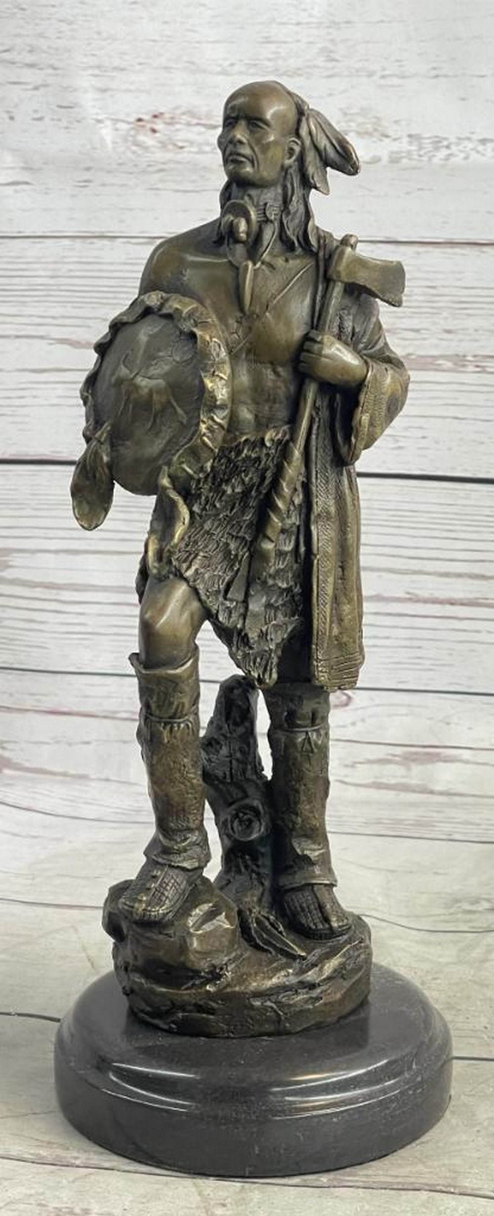 Spirit of the Chief" Bronze Sculpture by B. Wood - 12" x 4.5 (1 of 8)
