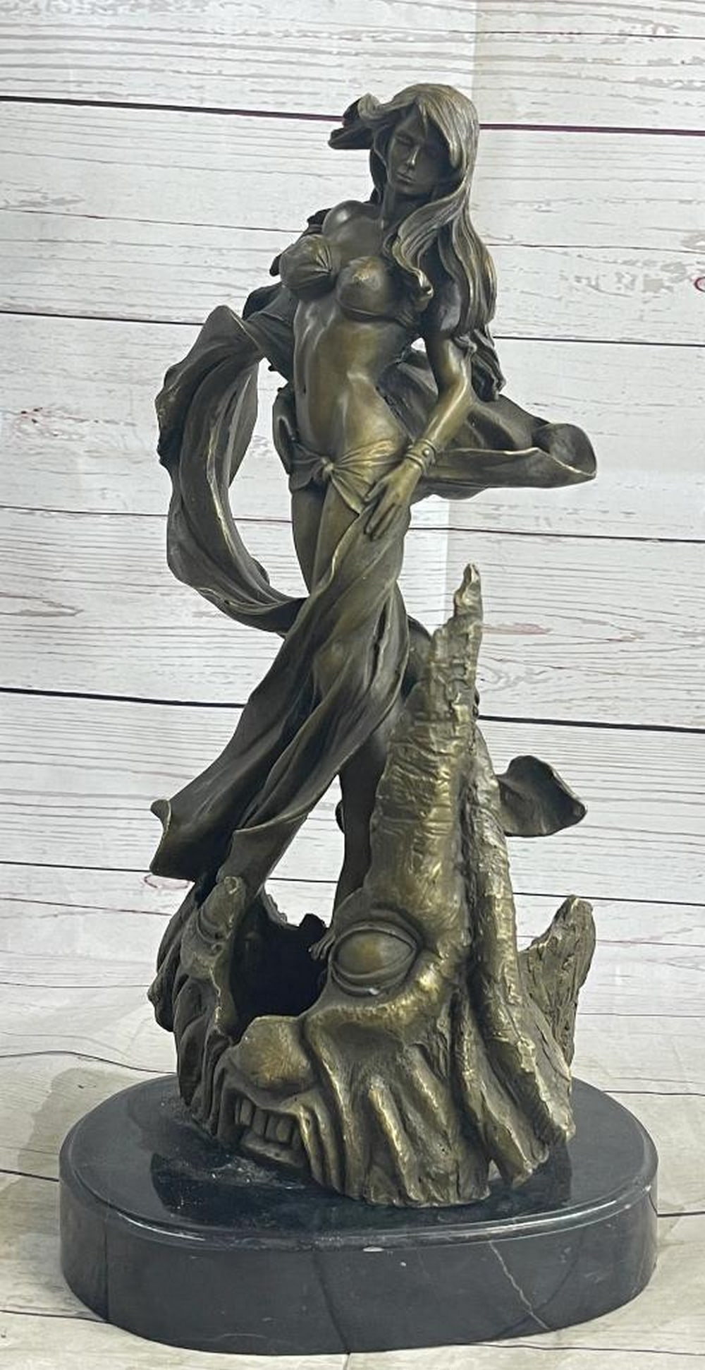 Enigmatic Beauty Original Bronze Sculpture Signed by Jean Patoue - 15.5" x 8": Enigmatic Beauty Original Bronze Sculpture Signed by Jean Patoue - 15.5" x 8" Embrace the alluring beauty and enigmatic charm of this captivating bronze sculpture. Featuring a confident and co
