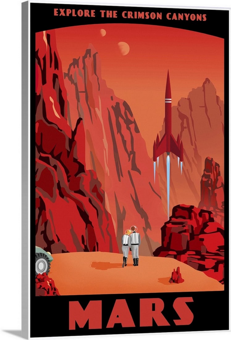 ‘Crimson Canyons Of Mars’ Canvas Print Wall Art (1 of 2)