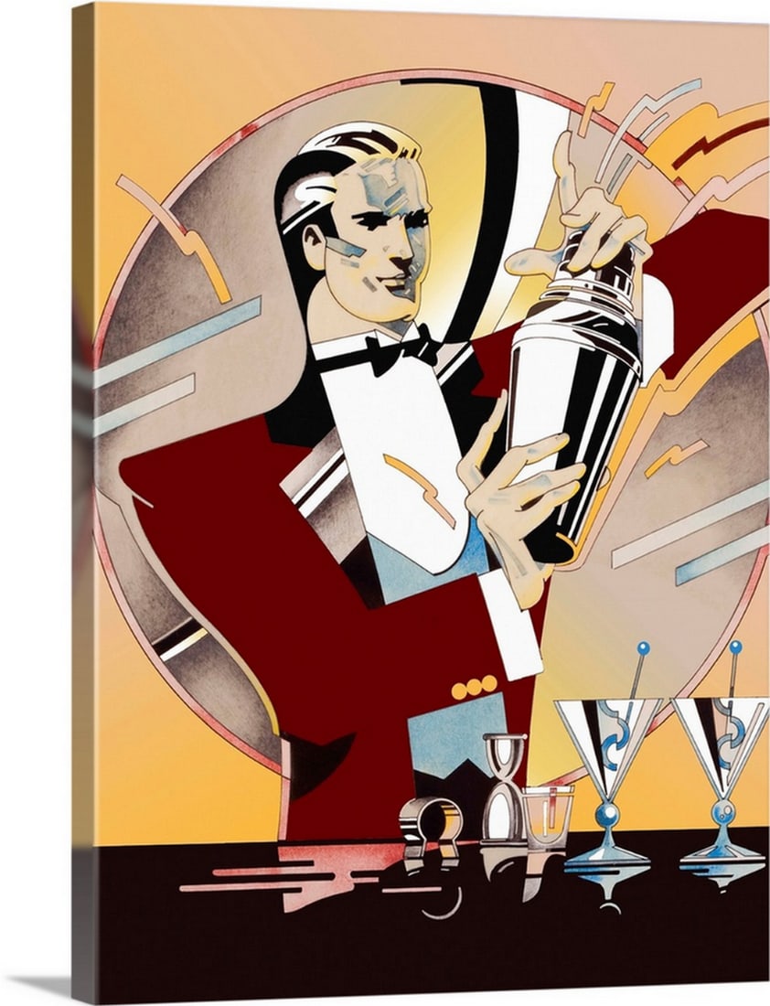 ‘Tending Bar’ Canvas Print Wall Art (1 of 2)