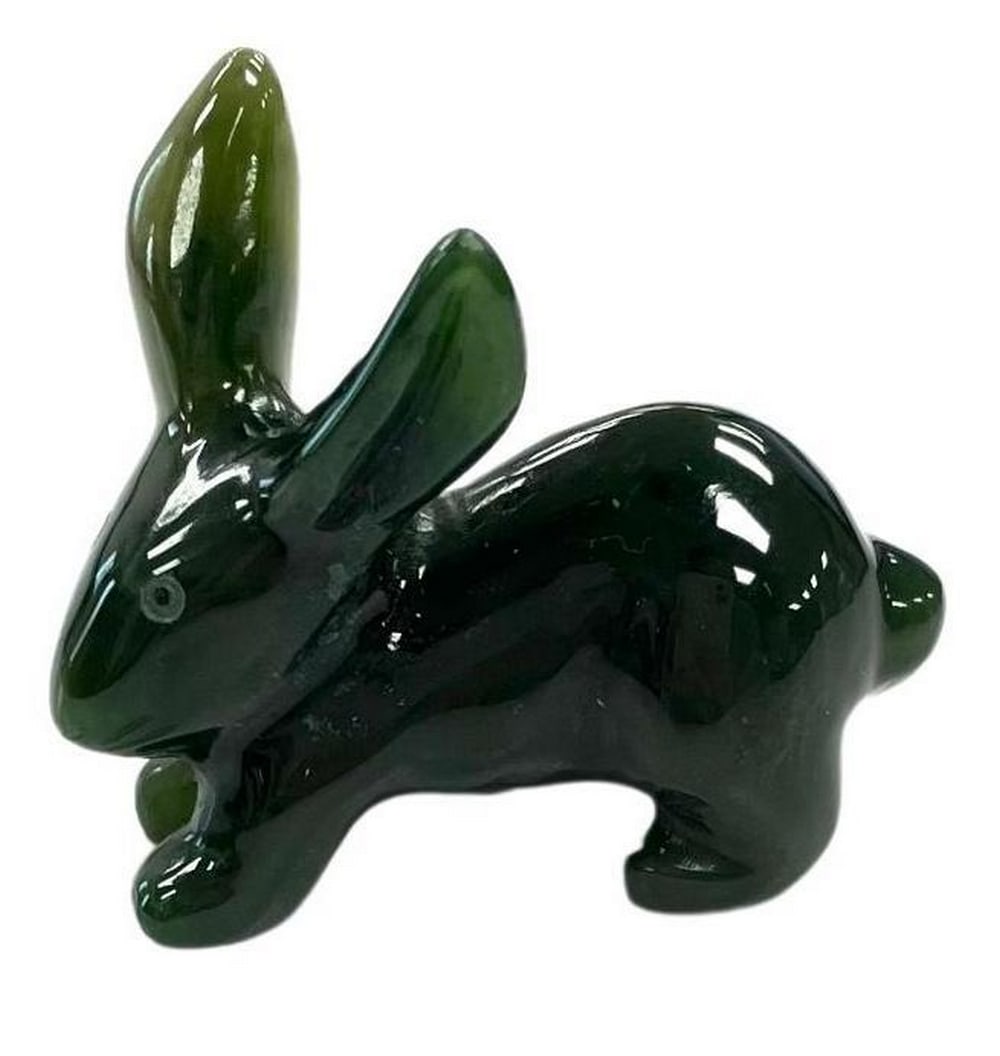 Canadian Nephrite Jade Jack Rabbit Carving: Canadian Nephrite Jade Jack Rabbit Carving Jade is a highly valued stone that symbolizes gentleness, serenity, harmony, and balance in feng shui, or the practice of bringing balance to your life and