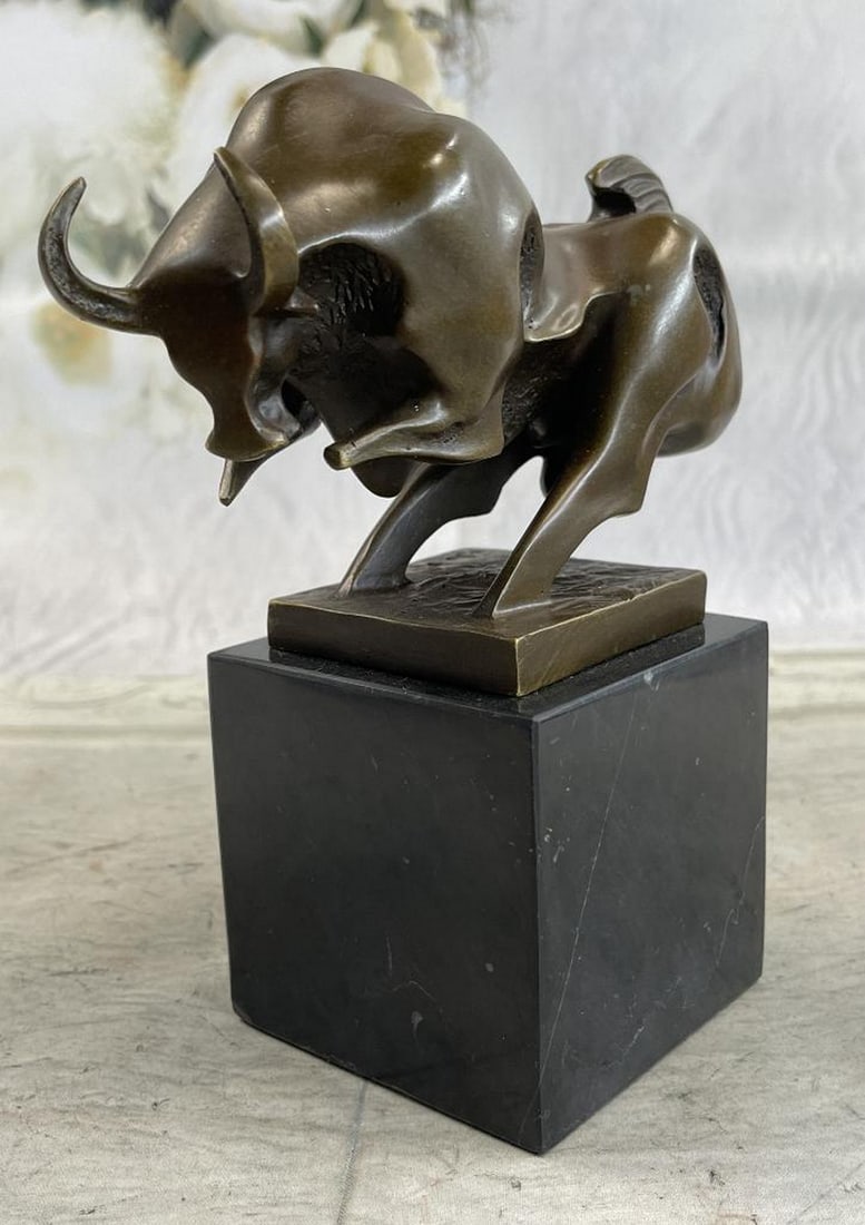 Abstract Modern Charging Bull Bronze Sculpture (1 of 3)