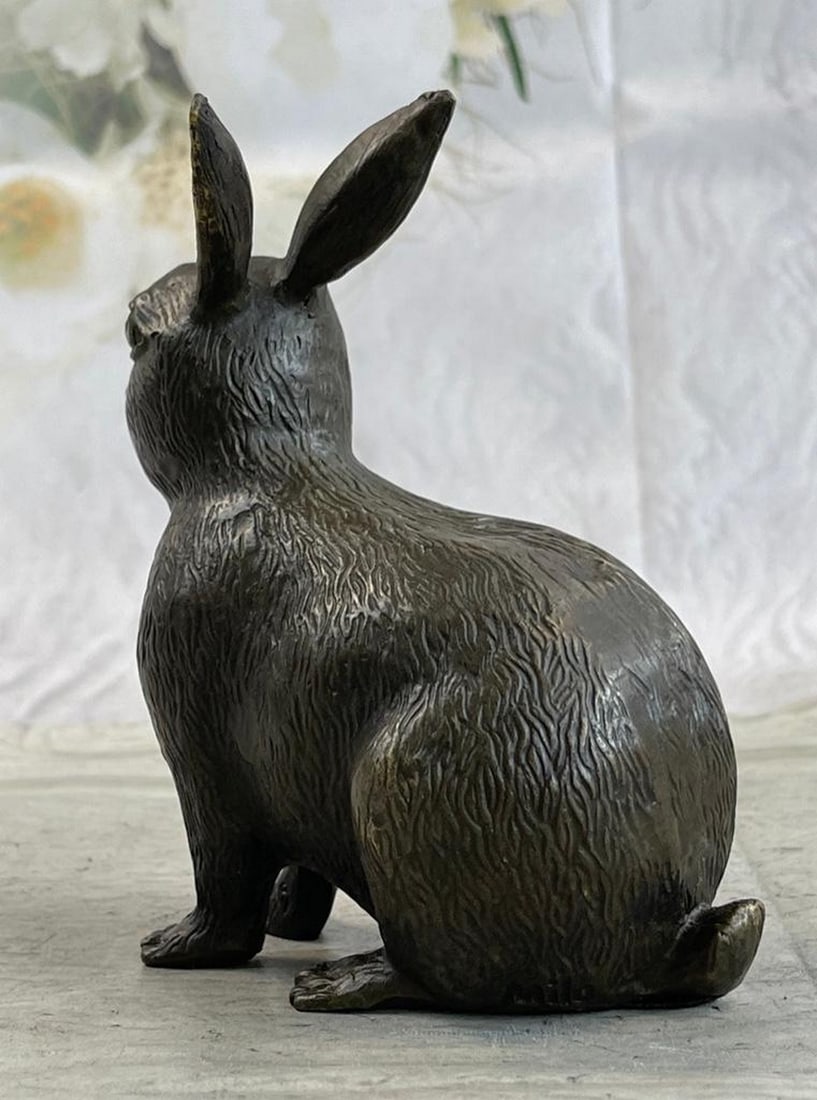 Sitting Bunny Bronze Statue - 2