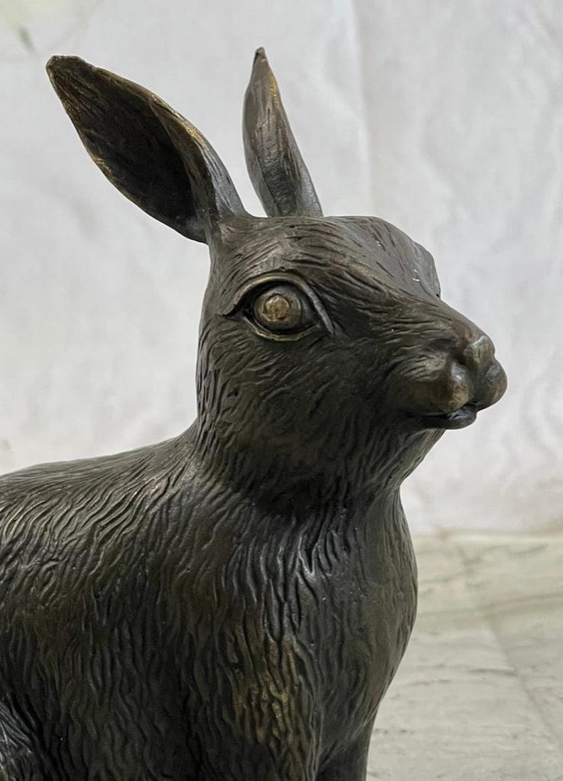 Sitting Bunny Bronze Statue - 3