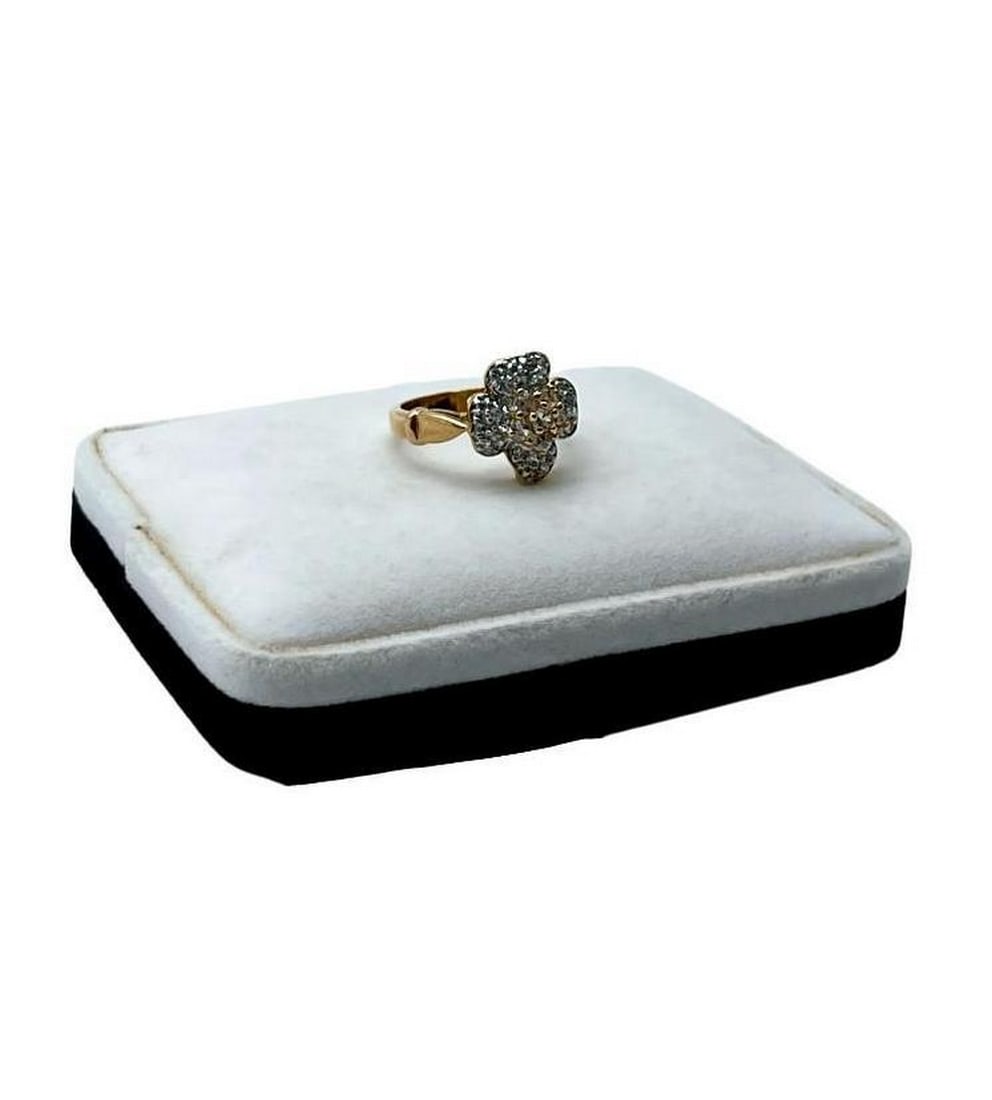 Clover Crystal Luck Gold Plated Ring - 10