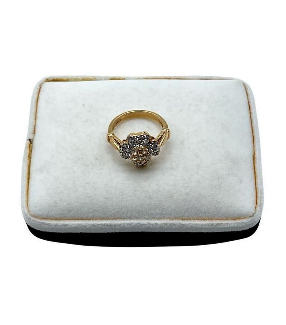 Clover Crystal Luck Gold Plated Ring - 11