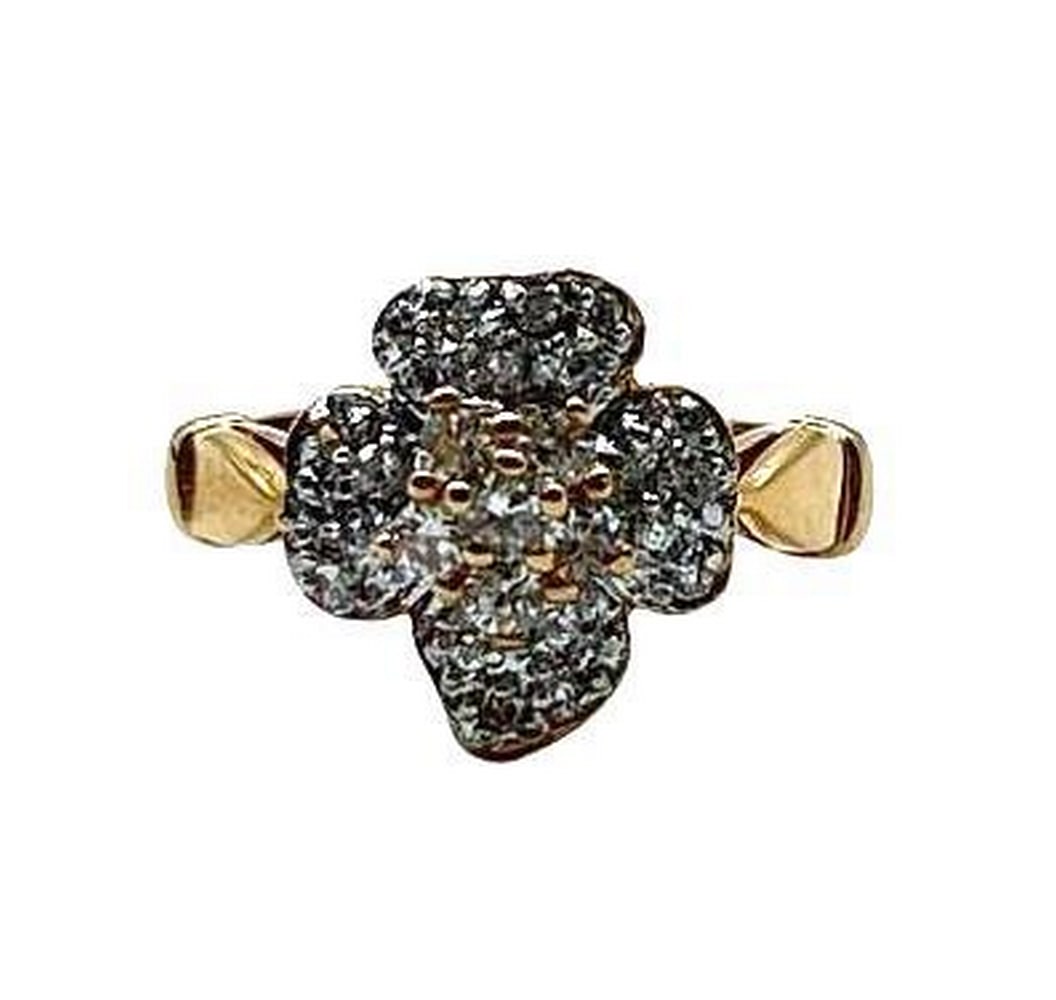 Clover Crystal Luck Gold Plated Ring - 3