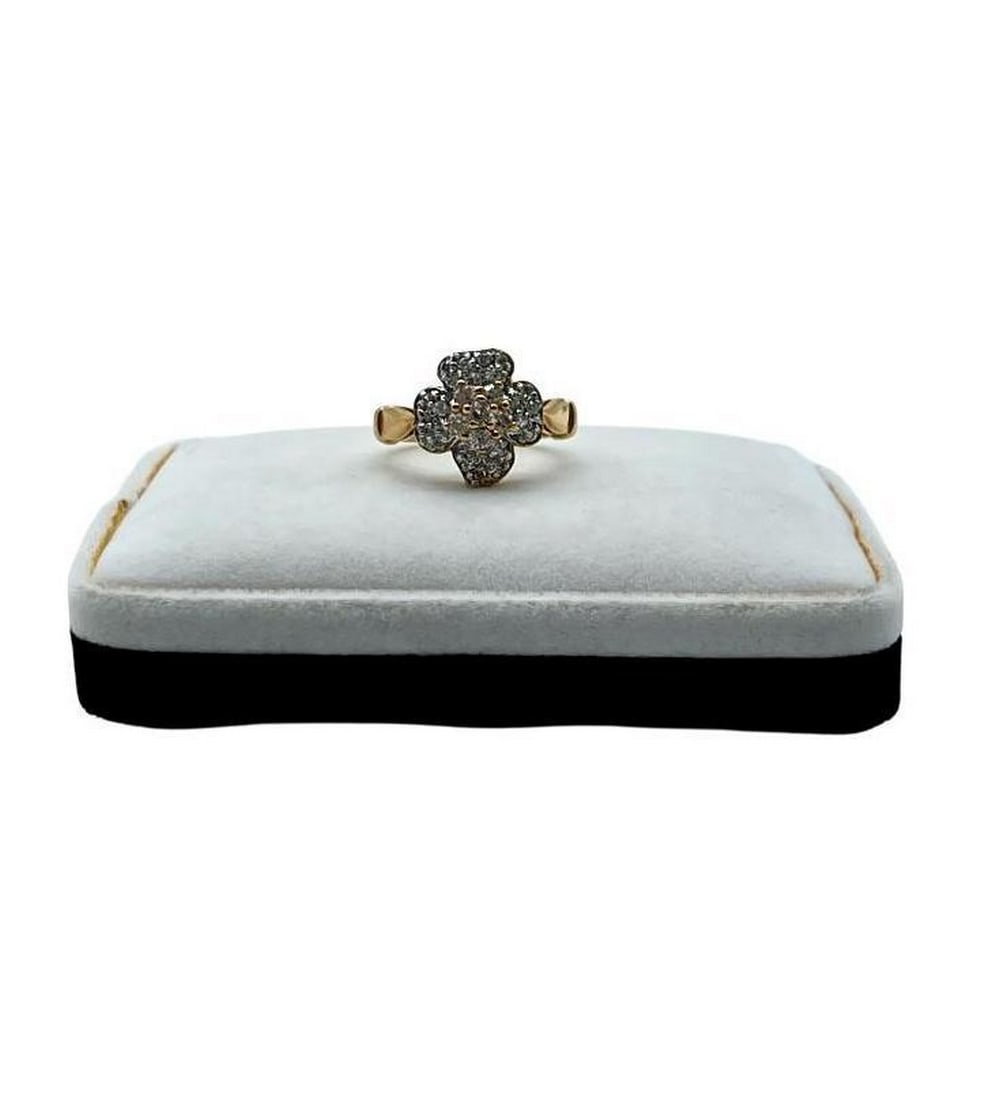 Clover Crystal Luck Gold Plated Ring - 8