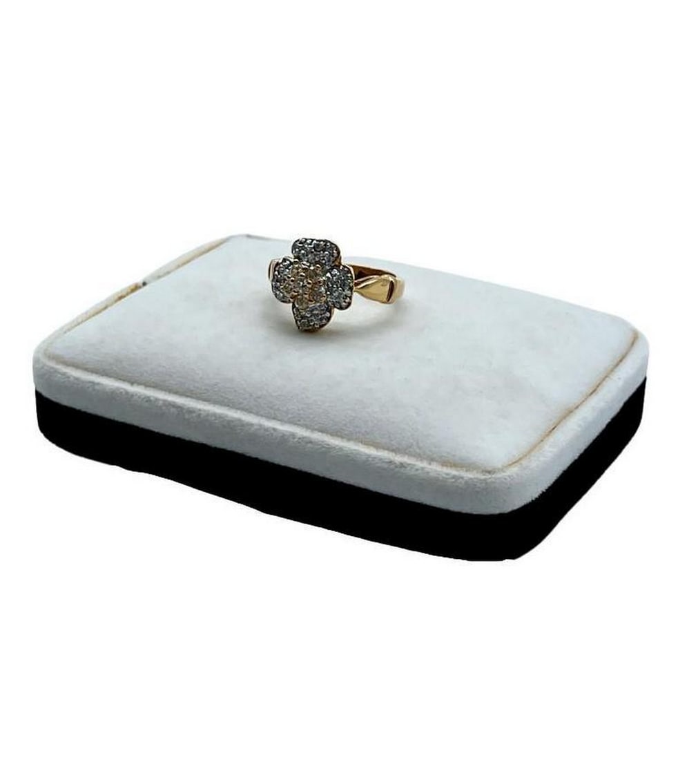 Clover Crystal Luck Gold Plated Ring - 9