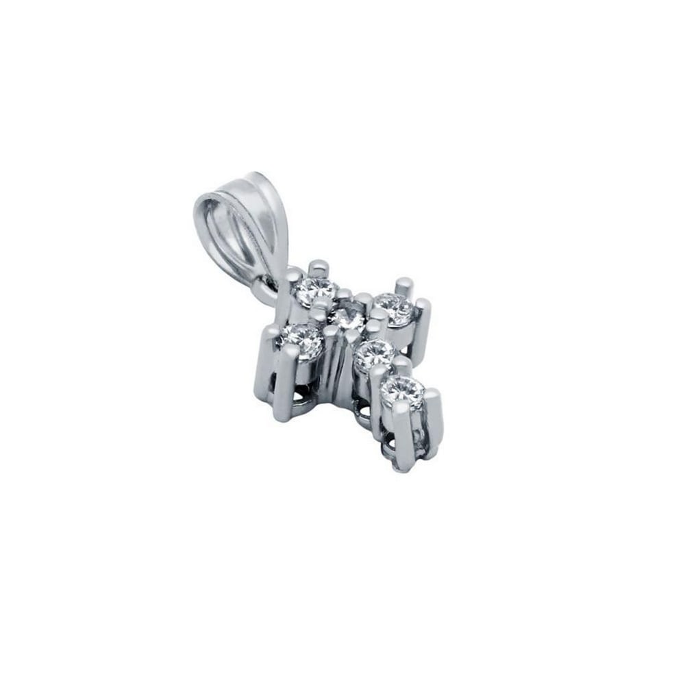 925 Sterling Silver Rhodium-Plated Small CZ Cross Pendant: 925 Sterling Silver Rhodium-Plated Small CZ Cross Pendant Crafted from nickel-free .925 Sterling Silver, this small CZ cross pendant features a rhodium-plated finish. View photos for further details.
