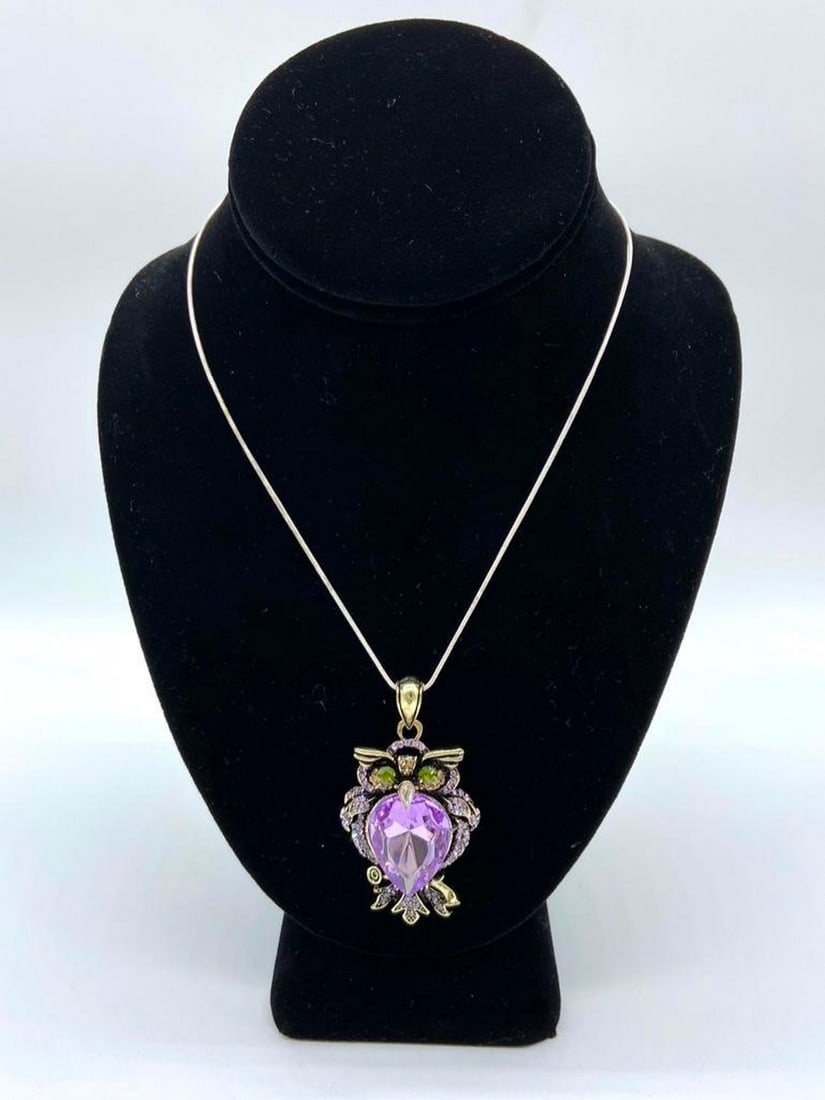 Bejeweled Purple Owl Pendant: Bejeweled Purple Owl Pendant View Photos For Further Details.