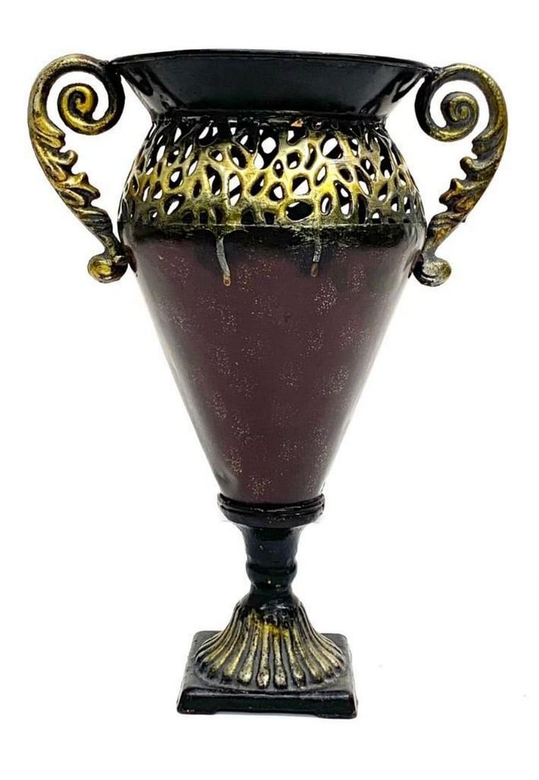 Antique Brown Vase with Gold Accents Set of 2: Antique Brown Vase with Gold Accents-Set of 2 View Photos for Further Details.