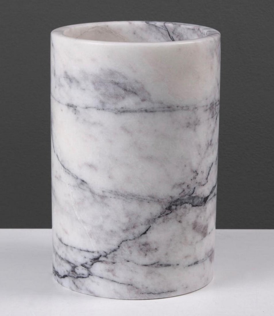 Marble Vase and Bottle Cooler: Marble Vase and Bottle Cooler This stunning natural solid white marble vase is not only a breathtaking decorative piece in its own right, but it also doubles as a practical container for flowers or a