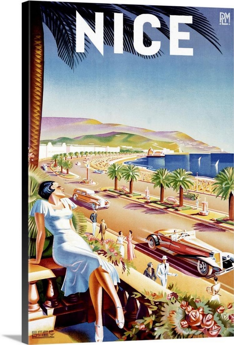 Canvas Reproduction Nice Riviera Beach Resort Vintage Advertising Poster Wall Art (1 of 2)
