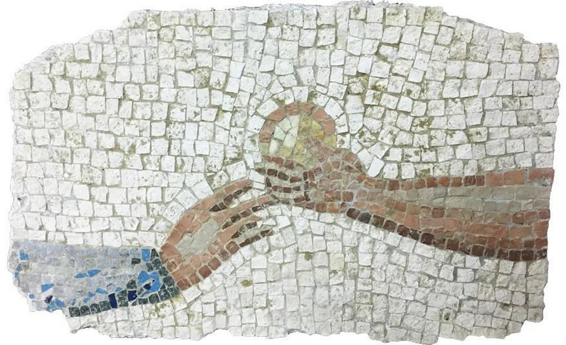 The Golden Apple - Mosaic Fragment: The Golden Apple - Mosaic Fragment The Golden Apple - Mosaic Fragment from the "Mosaico de los Amores" is apart of a wide collection of Mythological Mosaics. This masterpiece is an entirely ha