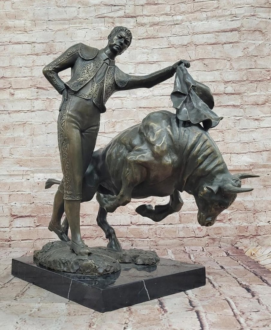 Bronze Matador and Bull Sculpture Dramatic Spanish Bullfighting Scene - 24" x 28": Bronze Matador and Bull Sculpture Dramatic Spanish Bullfighting Scene - 24" x 28" This original signed bronze sculpture vividly captures the intense drama between a Spanish matador and a charg