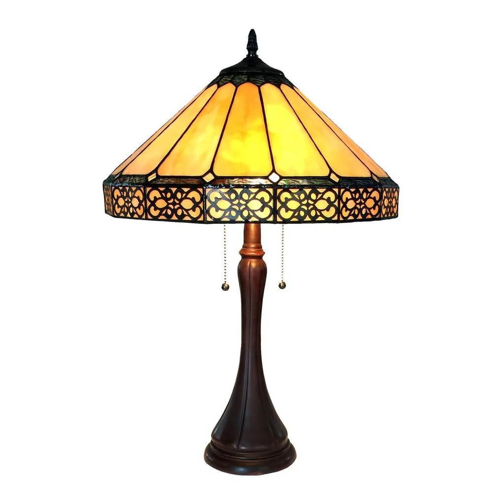 Eleanor Tiffany-Style Mission 2-Light Table Lamp: Eleanor Tiffany-Style Mission 2-Light Table Lamp Illuminate your space with the timeless beauty of the Eleanor Tiffany-style Mission design table lamp. Crafted with 80 individually hand-cut pieces of 