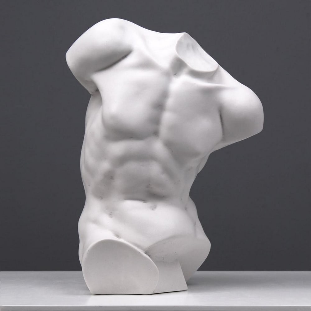 Torso of Male Sculpture: Torso of Male Sculpture This sculpture is a captivating rendition of the Torso of Apollo, inspired by an ancient marble statue. It represents the exquisite artistry of early Italian sculptors who have