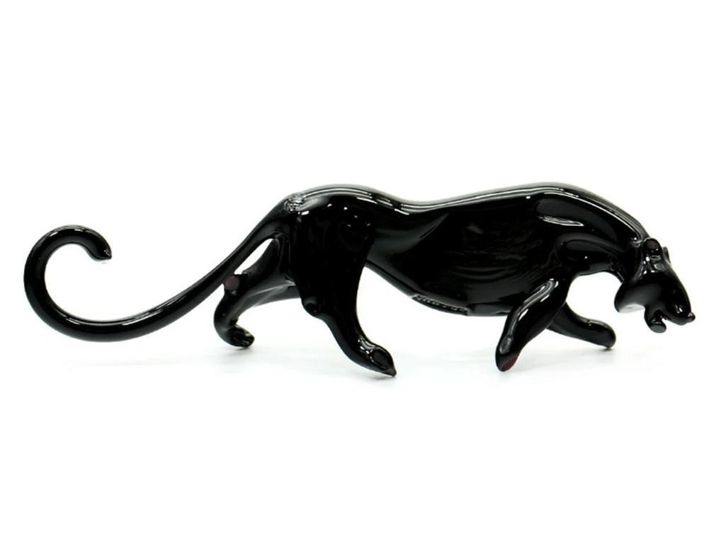 Murano Glass Black Panther Figurine: Murano Glass Black Panther Figurine Elevate your decor with the exquisite Murano Glass Panther Figurine. Crafted with precision and skill, this stunning piece of glass artwork captures the grace and p