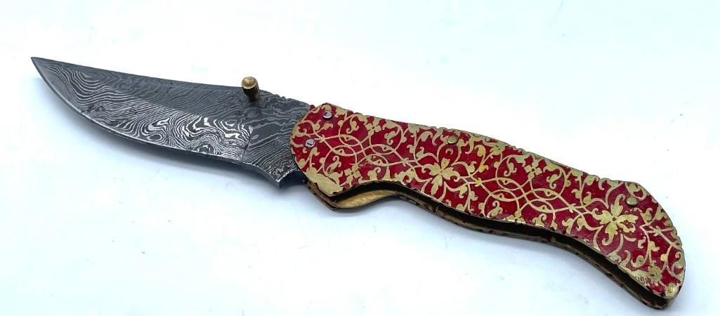 The Flip Skinner Damascus Steel Pocket Knife (1 of 4)