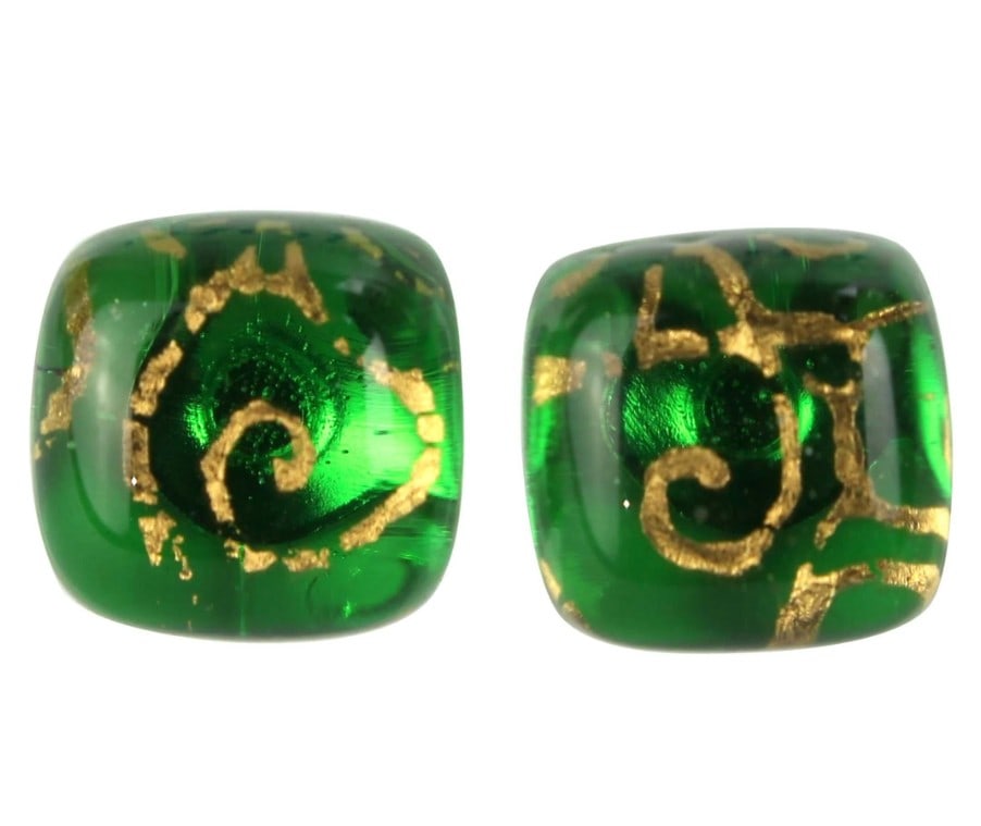 Green Button Earrings - Murano Glass Fusion Art: Green Button Earrings - Murano Glass Fusion Art These glass earrings are handmade using the lampworking technique with authentic Murano glass. They are perfect for everyday wear, making them an excell