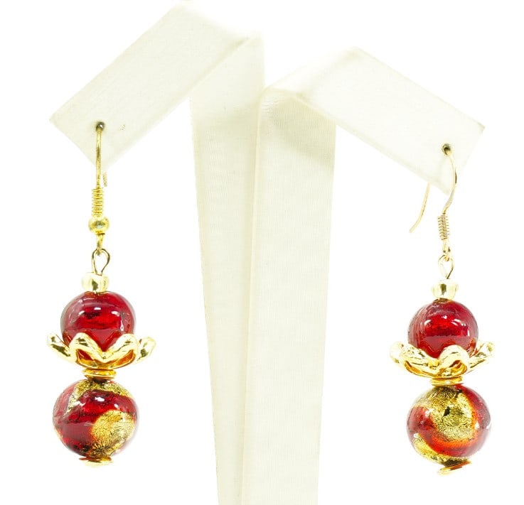 Murano Glass Scarlet Double Drop Cecilia Earrings (1 of 3)