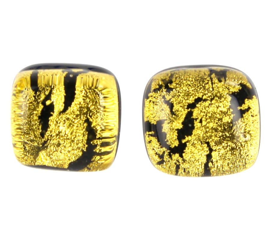 Gold Button Earrings - Murano Glass Fusion Art: Gold Button Earrings - Murano Glass Fusion Art These glass earrings are crafted using the lampworking technique and are handmade from Murano glass. They are perfect for everyday wear, making them an i
