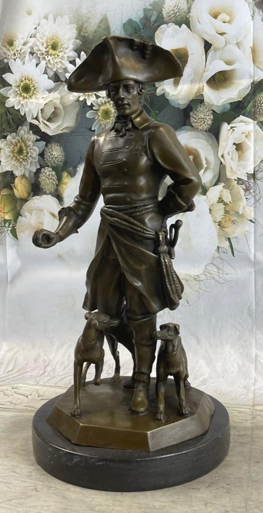 Frederick the Great of Prussia w/ Dogs Bronze Sculpture: Frederick the Great of Prussia w/ Dogs Bronze Sculpture - 16" x 8.5" Frederick the Great, King of Old Prussia, and Warrior King (father of Prussian militarism) is revered in Germany like no othe