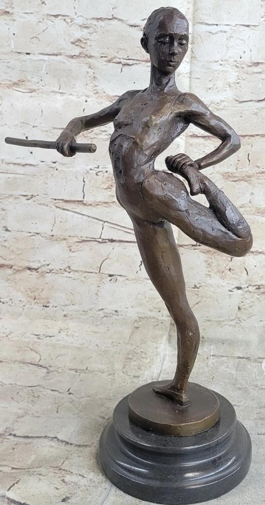 Ballerina Dancer Girl Original Bronze Statue - 14'' x 8.5'': Ballerina Dancer Girl Original Bronze Statue - 14" x 8.5" This modern sculpture captures elegance and grace, depicting a tall, slender woman in a captivating pose. Balancing on one leg with her 