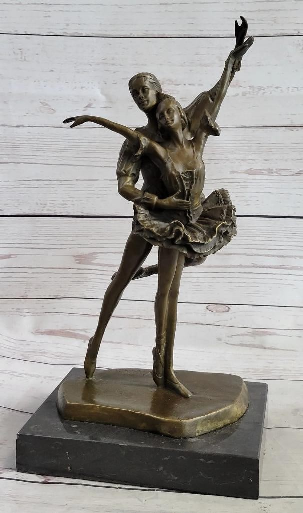 Elegant Ballet Couple Original Bronze Sculpture by Vitaleh - 12'' x 6.5'': Elegant Ballet Couple Original Bronze Sculpture by Vitaleh - 12" x 6.5" This exquisite bronze sculpture captures the enchanting grace of a ballet couple performing in perfect harmony. The intric