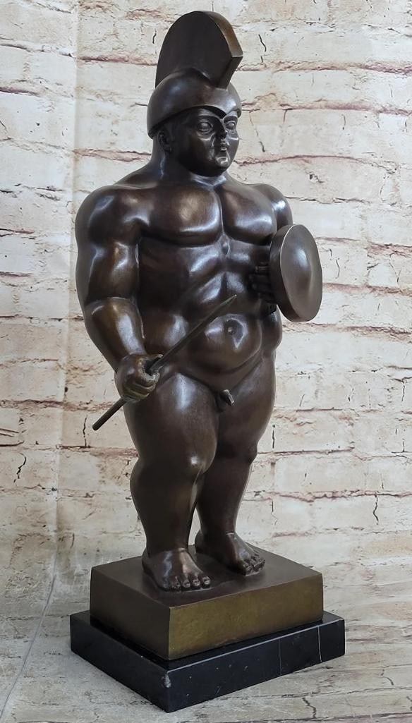 Boterismo Giant Roman Warrior Bronze Art Sculpture Inspired by F. Botero on Marble Base - 19'' x 9'' (1 of 6)