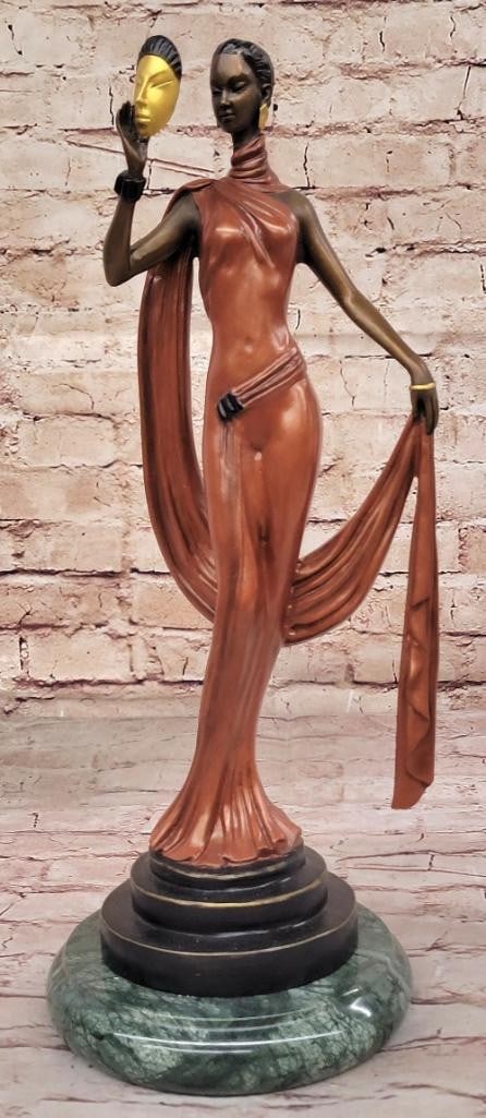 Fashionista Runway Inspired Bronze Sculpture Signed by Julius Erte - 16.5'' x 6'': Fashionista Runway Inspired Bronze Sculpture Signed by Julius Erte - 16.5" x 6" Step into the world of timeless haute couture with our exquisite Fashionista Runway Bronze Sculpture. Capturing ev