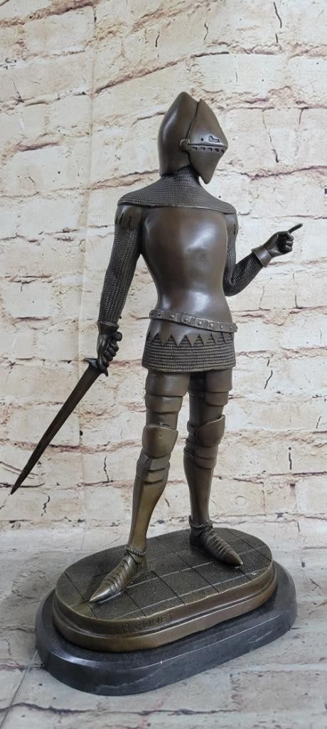 Regal Bronze Knight Sculpture by R. Clinet - 15.5'' x 8'' (1 of 6)