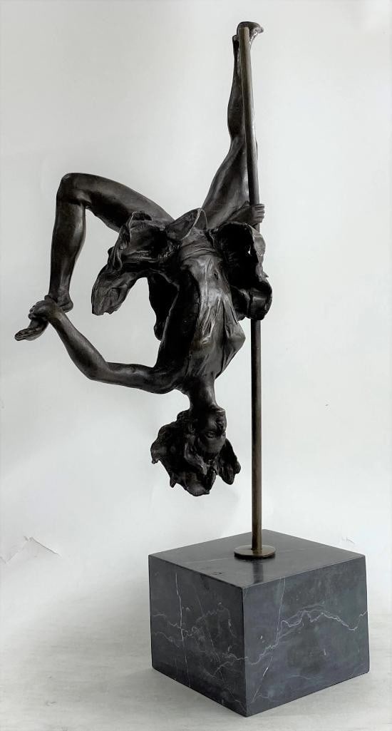 Signed Original Acrobatic Dancer Bronze Sculpture - 20'' x 14'': Signed Original Acrobatic Dancer Bronze Sculpture - 20" x 14" Italian Sculptor Aldo Vitaleh has created beautiful sculptures that effectively capture the human spirit. Vitaleh took on the compli