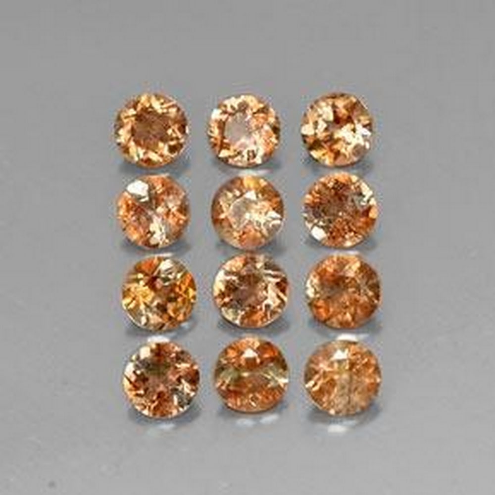 3.1ct Round Cut Andalusite Gemstones: 3.1ct Round Cut Andalusite Gemstones Lot Contains 12 Gemstones Size: 4.02mm Diameter x 2.5mm Deep Total Carat Weight: 3.1ct Individual Carat Weight: Approximately 0.26 Clarity: VS-SI Untreated