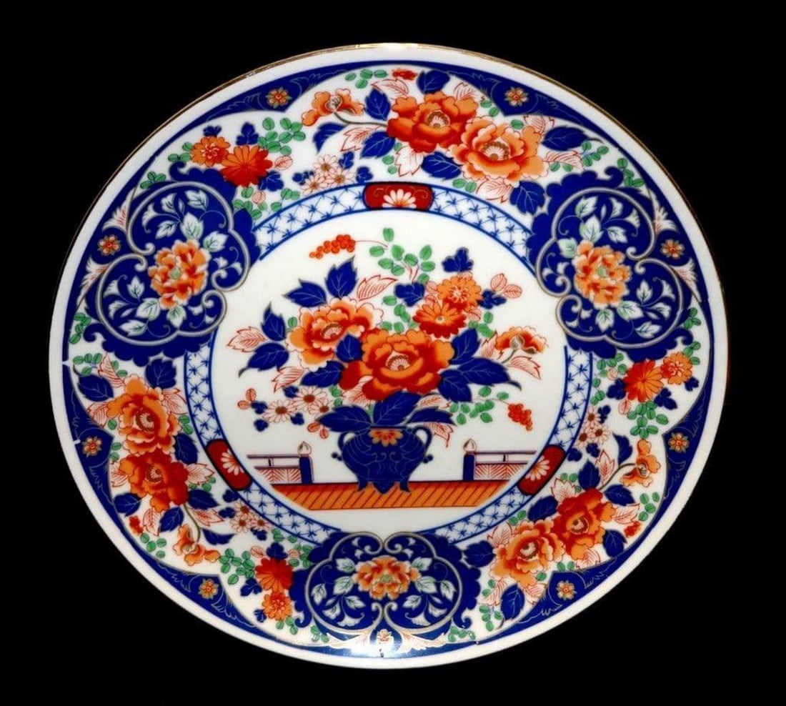 Vintage Decorative Asian Oriental Porcelain Blue Red White Floral Charger Plate: Porcelain Asian decorative plate. About the size of a dinner plate, if not slightly larger. In great condition. No chips, cracks, or crazing. Theme: Floral Main Color: White Blue Red Material: Porcela