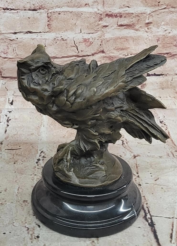 Owl Bronze Statue - 7'' x 7'' - 3