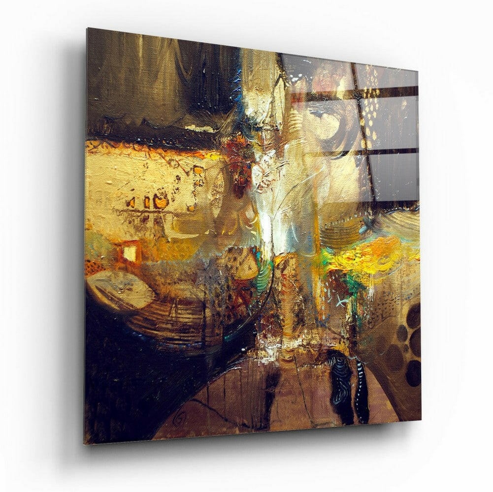 Abstract Fusion Tempered Glass Wall Art: Abstract Fusion Tempered Glass Wall Art This tempered glass wall art features a dynamic mixed composition with layered visual elements and rich tonal contrast. Produced using advanced UV printing tech