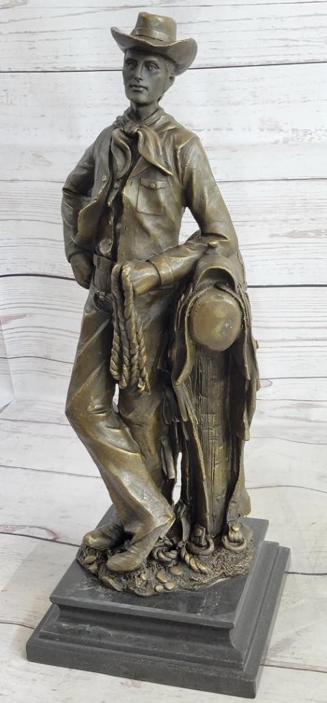 'Classic Cowboy Spirit'' Bronze Sculpture by Jean Patoue - 14'' x 6'' (1 of 7)