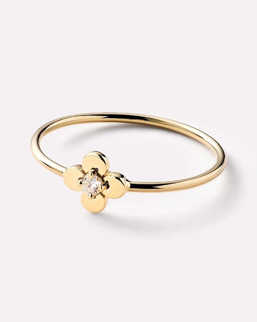 Solid Gold Flower Ring - 3