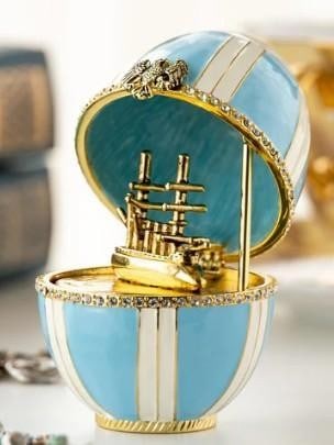 Celestial Blue Egg with Sailing Ship - 3