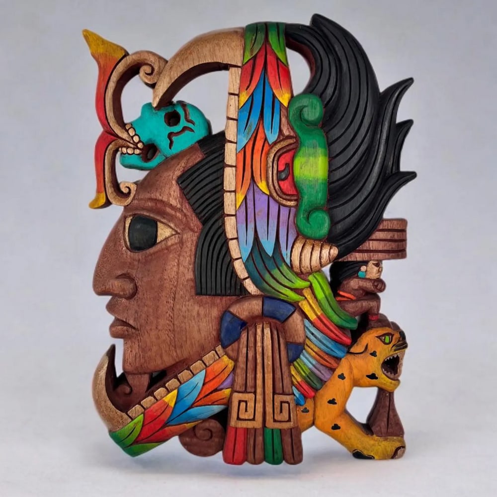 Hand Carved Mayan "Rey Pakal" Art Piece (1 of 1)